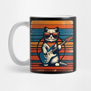 Electric Guitar Cat Rock Music Retro Funny Cat Mug
